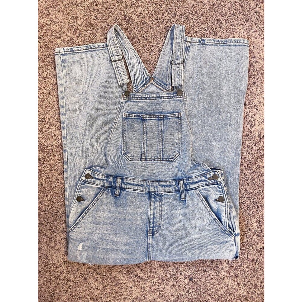 Love, Fire Denim Overalls Size M Distressed Light Wash Straight Leg Bib